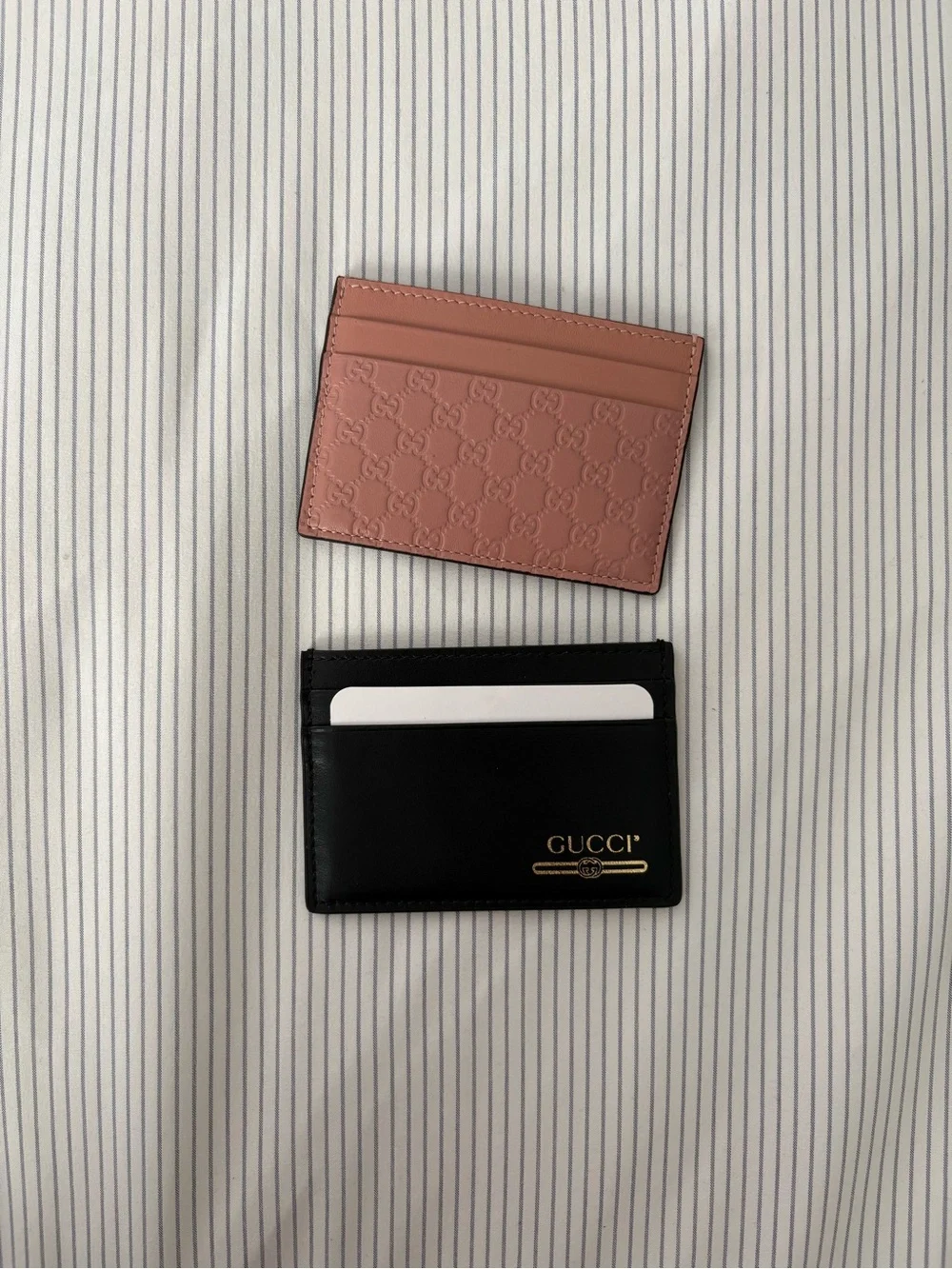 Gucci Black Leather Card & ID Holder with Gold Logo Accent
